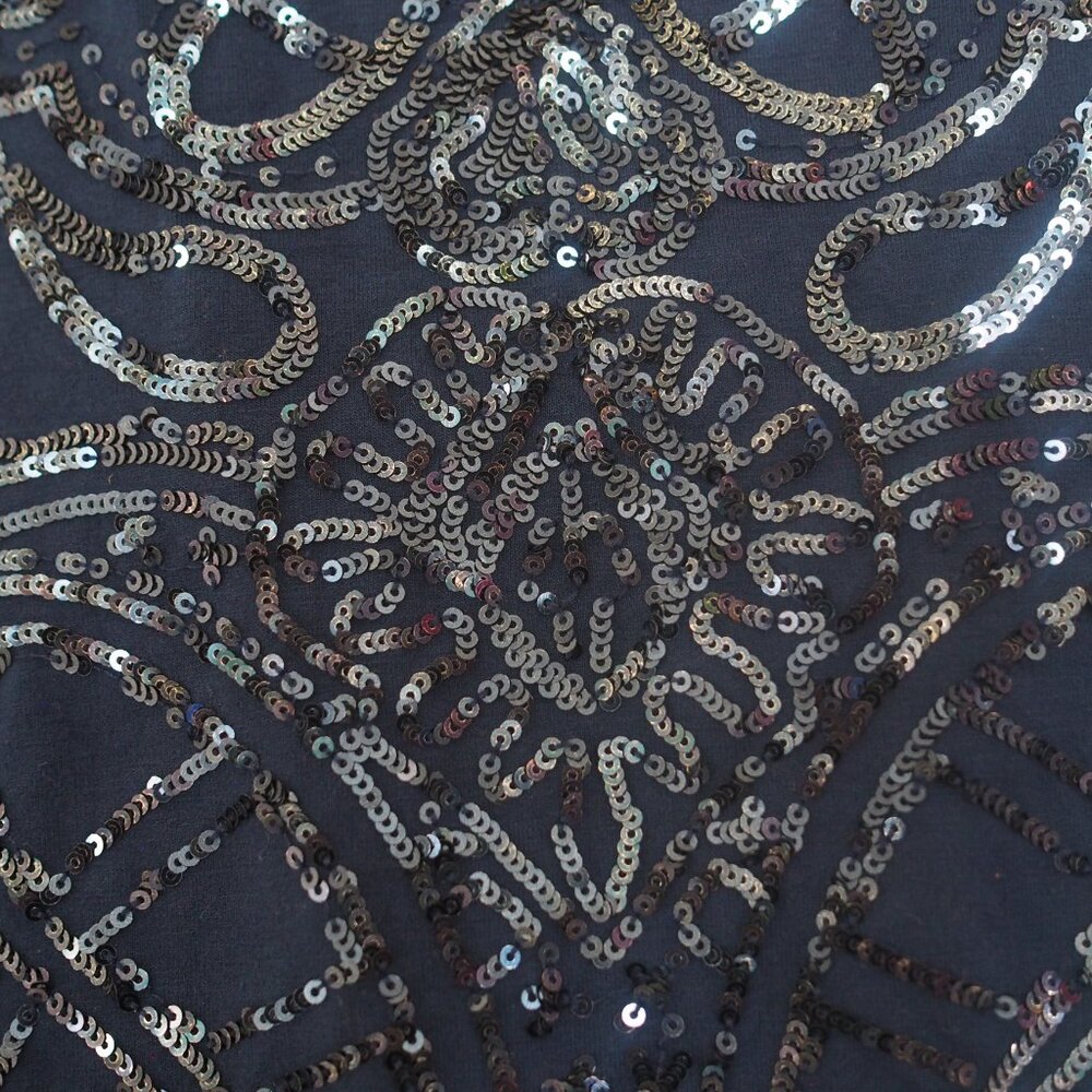 White House Black Market Bedazzled Blue Sequin Short Sleeve Sparkle Top Size XXS - Picture 4 of 8